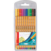 Micropunta/Felpa, Point 88, Punta Fina  0.4 mm, Estuche x 10 Unds. 10 Colores Básicos Surtidos